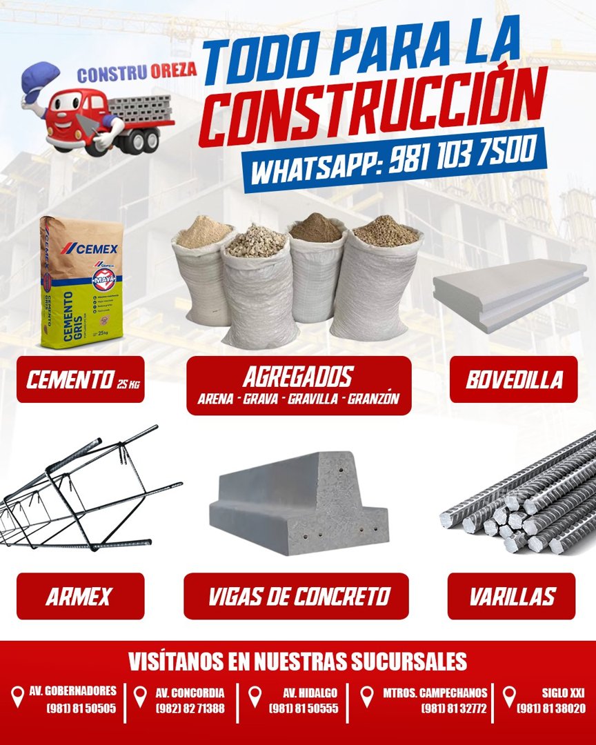 Anuncio de Constru Oreza: Materiales de construcción