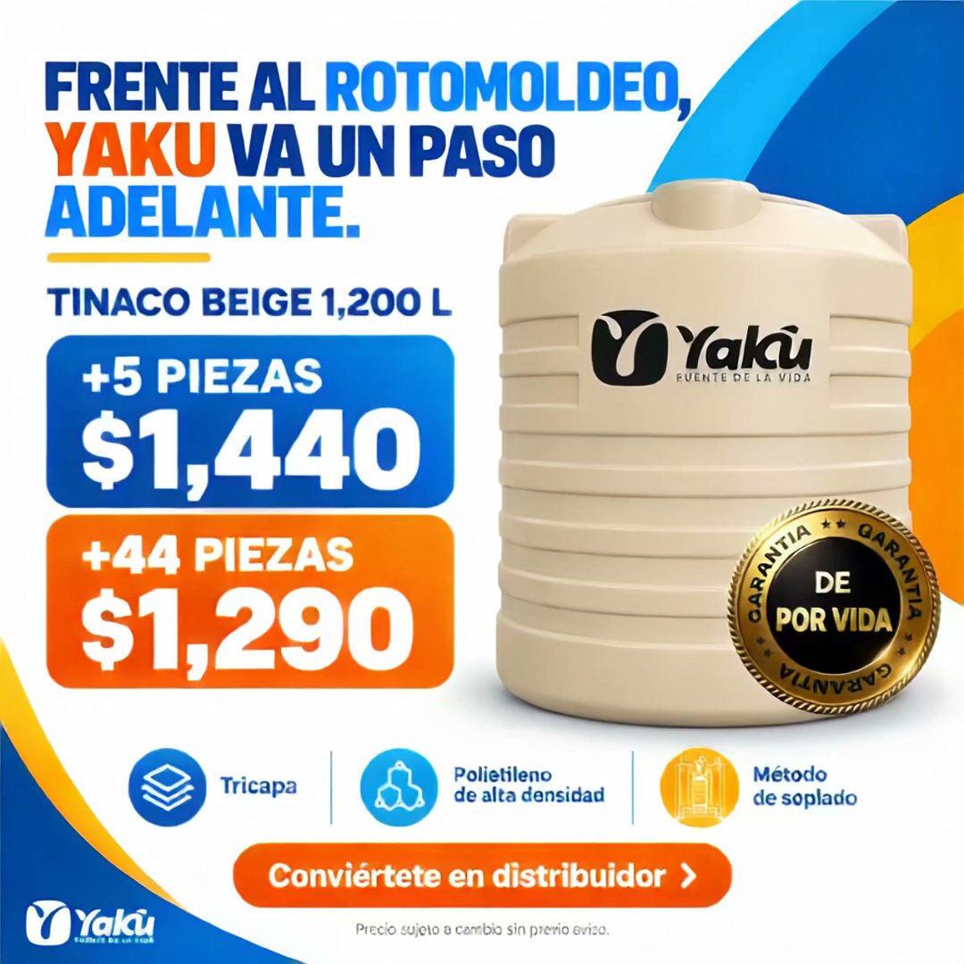 Anuncio de YAKU Sucursal Tlanepantla: Tinaco de 1,200 L
