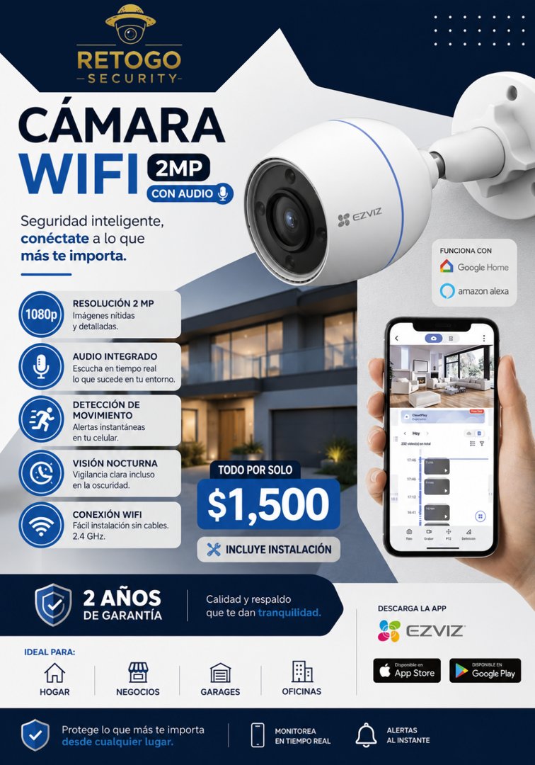 Anuncio de Retogo Security: Cámara WiFi con instalación incluida
