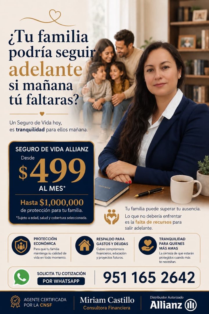 Anuncio de Miriam C.  L.  Asesora Financiera: Seguro de Vida