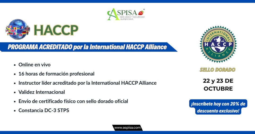 Anuncio de GRUPO ASPISA - Inocuidad y Seguridad Alimentaria: curso HACCP