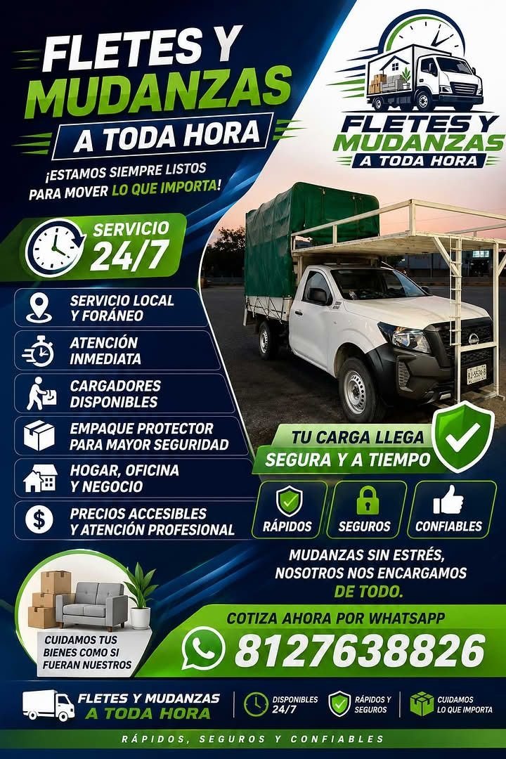 Anuncio de Fletes y Mudanzas a Toda Hora: Fletes y mudanzas