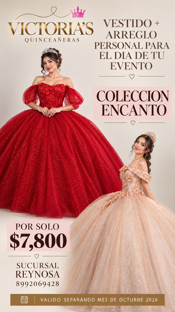 Anuncio de Victoria’s Quinceañeras: Renta de vestido de quinceañera con arreglo personal