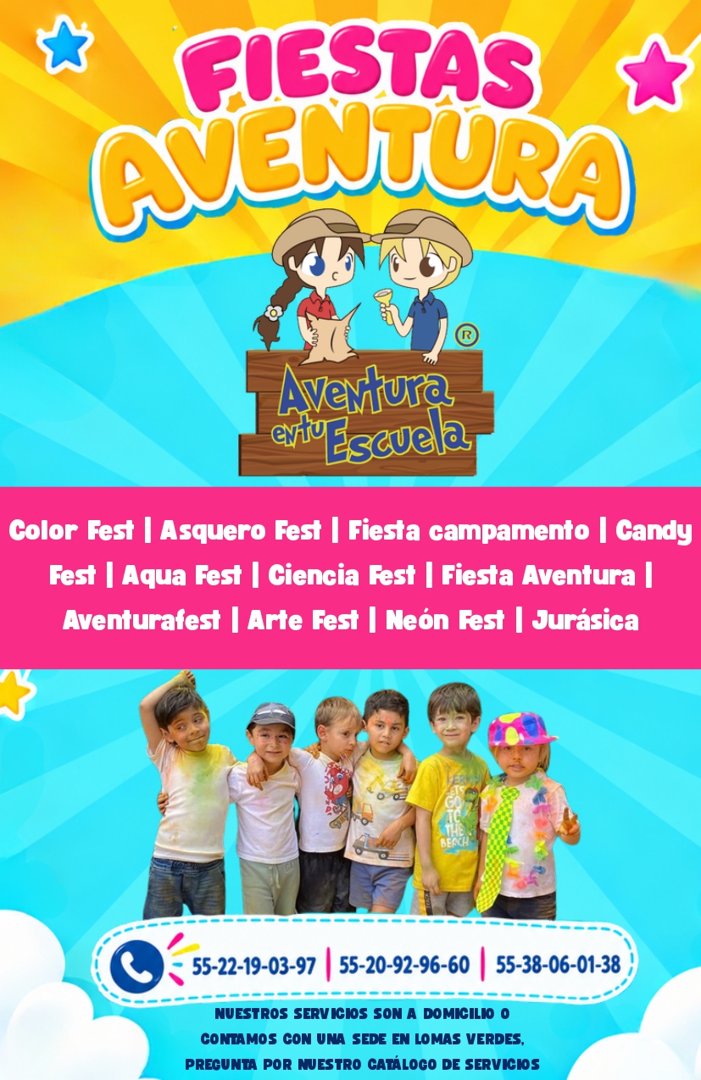 Anuncio de Fiestas Aventura en tu Escuela: Organización de fiestas infantiles