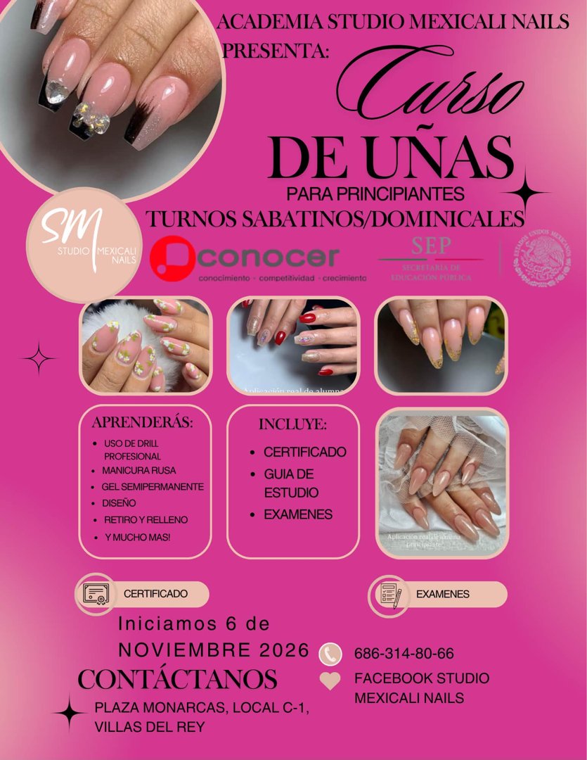 Anuncio de Studio Mexicali Nails: curso de uñas