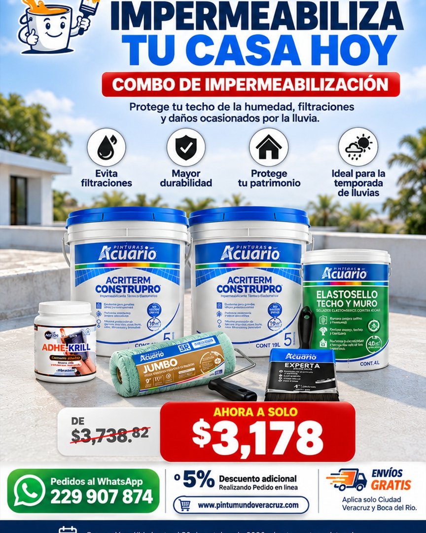 Anuncio de Pintumundo Veracruz: combo de impermeabilización