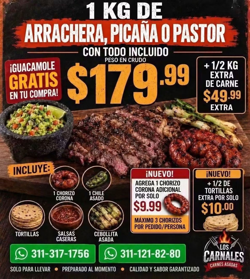 Anuncio de Los Carnales: carne asada