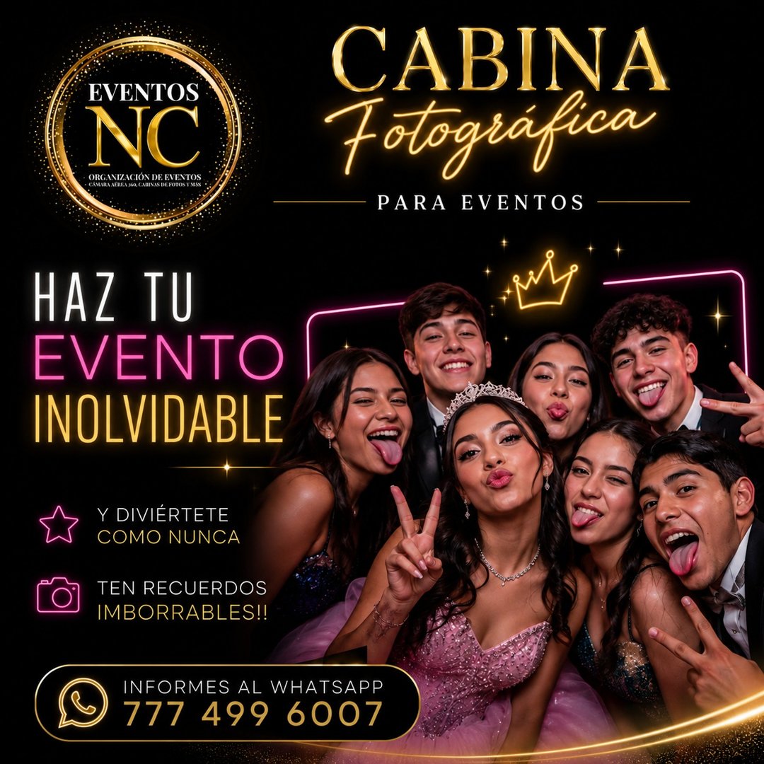 Anuncio de Eventos NC: cabina fotográfica para eventos