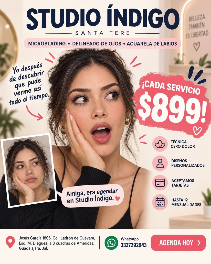 Anuncio de Studio Índigo Santa Tere: Microblading, delineado de ojos y acuarela de labios
