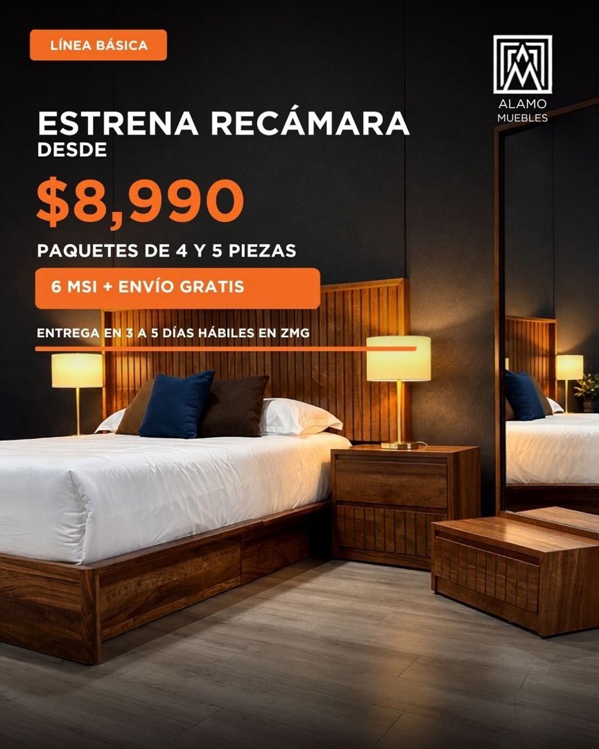 Anuncio de Alamo Muebles: recámara de madera