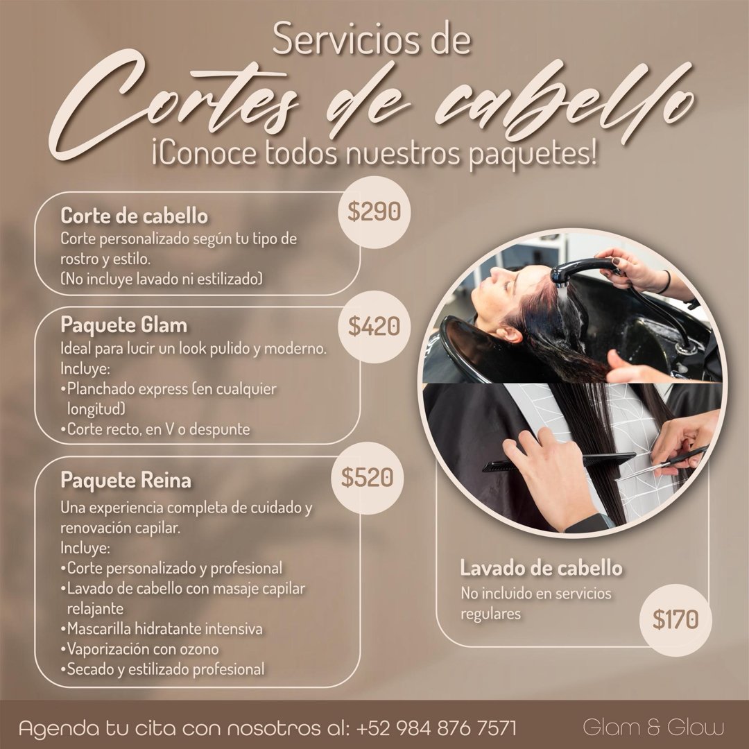 Anuncio de Glam & glow: Cortes de cabello
