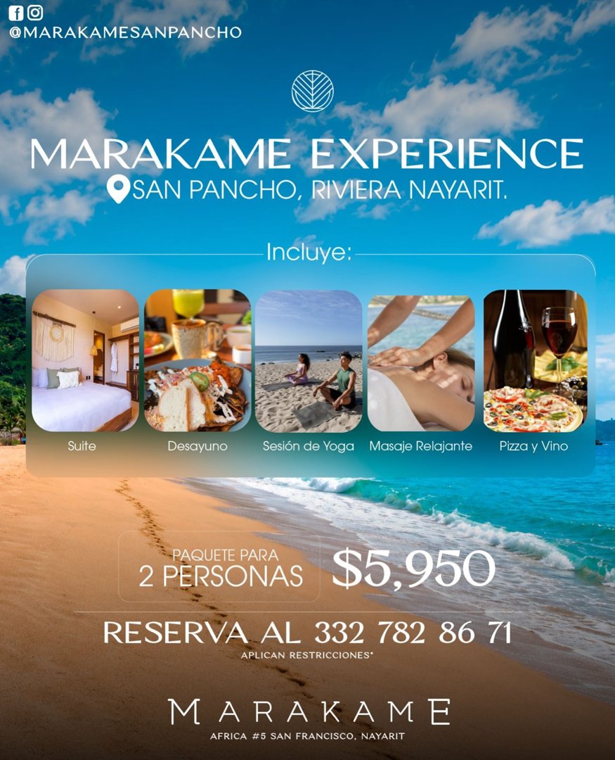 Anuncio de Marakame San Pancho: Paquete de hospedaje con experiencias