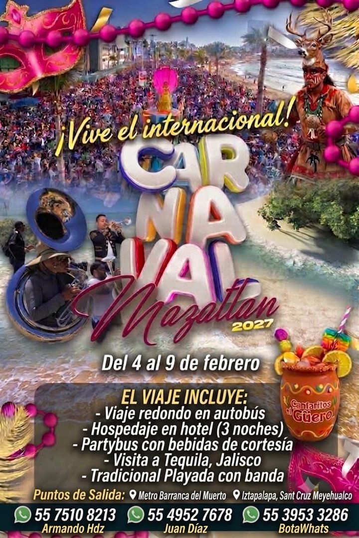 Anuncio de La Bota Viajera: Viaje al Carnaval de Mazatlán 2027