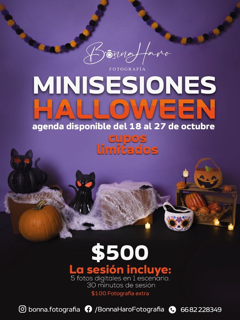 Anuncio de Bonna Haro Fotografía: Mini sesiones de fotografía de Halloween