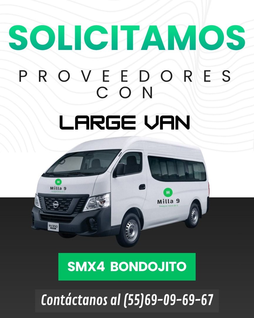 Anuncio de Milla 9: proveedores de large van