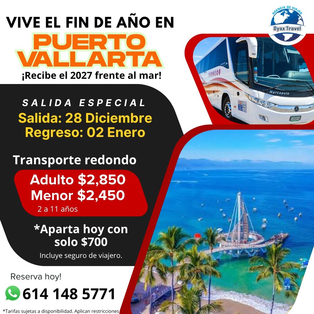 Anuncio de Dyax Travel: transporte terrestre redondo