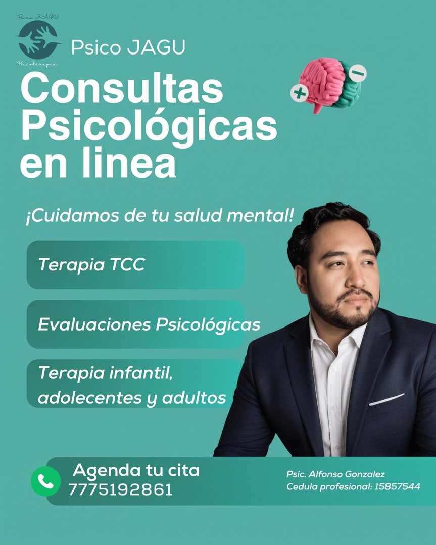 Anuncio de Psico JAGU: Consultas psicológicas en línea