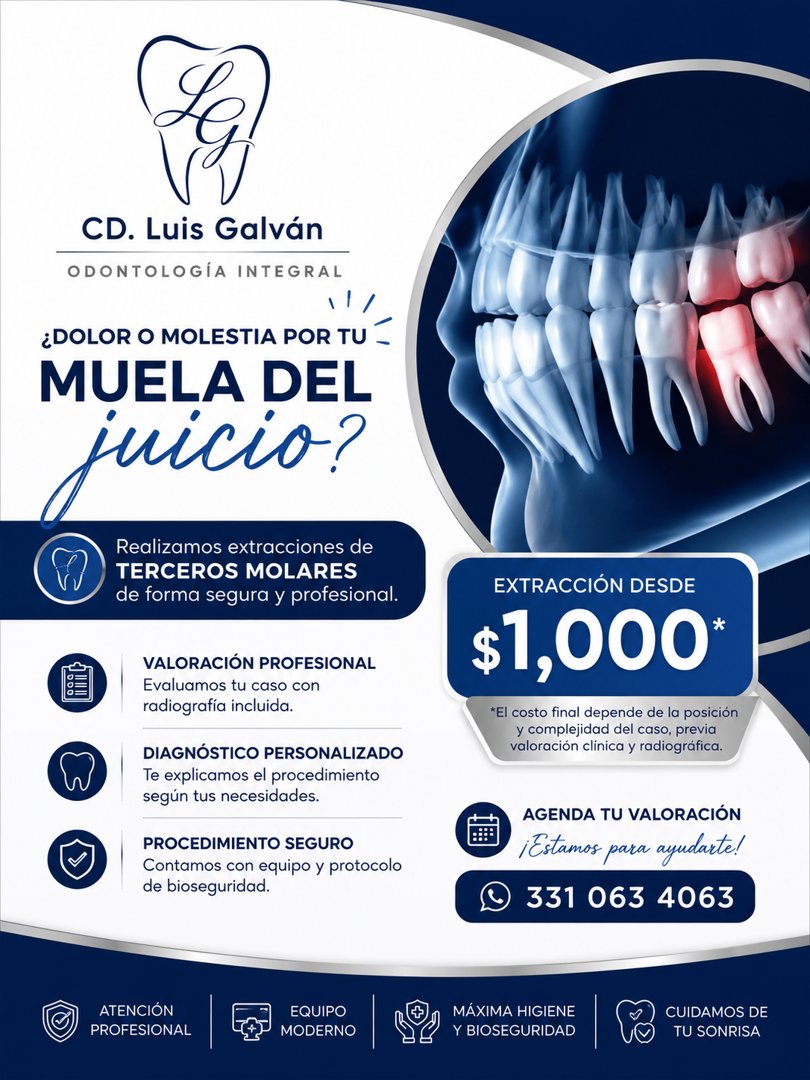 Anuncio de CD. Luis Galvan: extracción de terceros molares