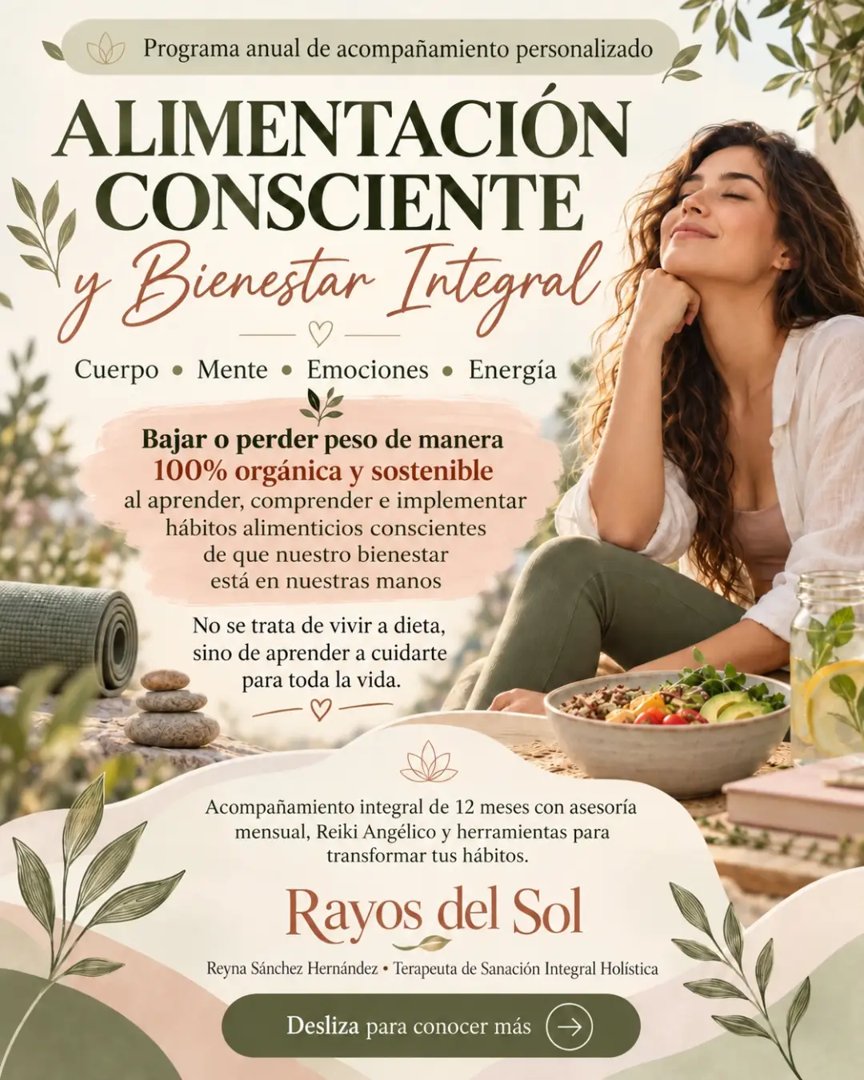Anuncio de RAYOS DEL SOL: Programa anual de alimentación consciente y bienestar integral
