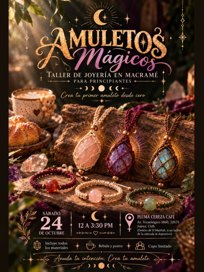 Anuncio de Iztli: Taller de joyería en macramé