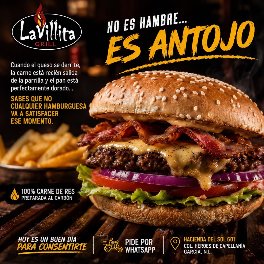 Anuncio de La Villita Grill: hamburguesas