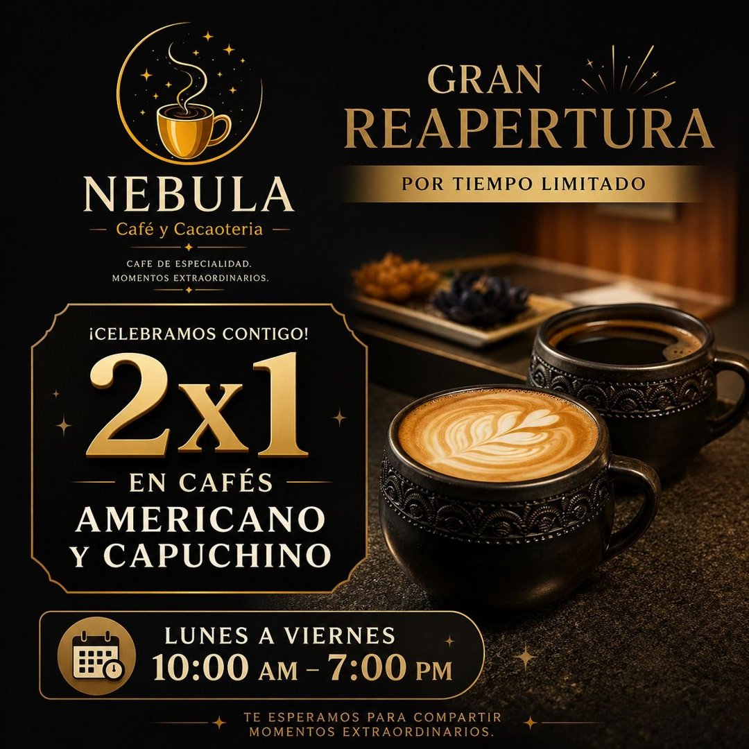 Anuncio de Nebula Café y Cacaoteria: café