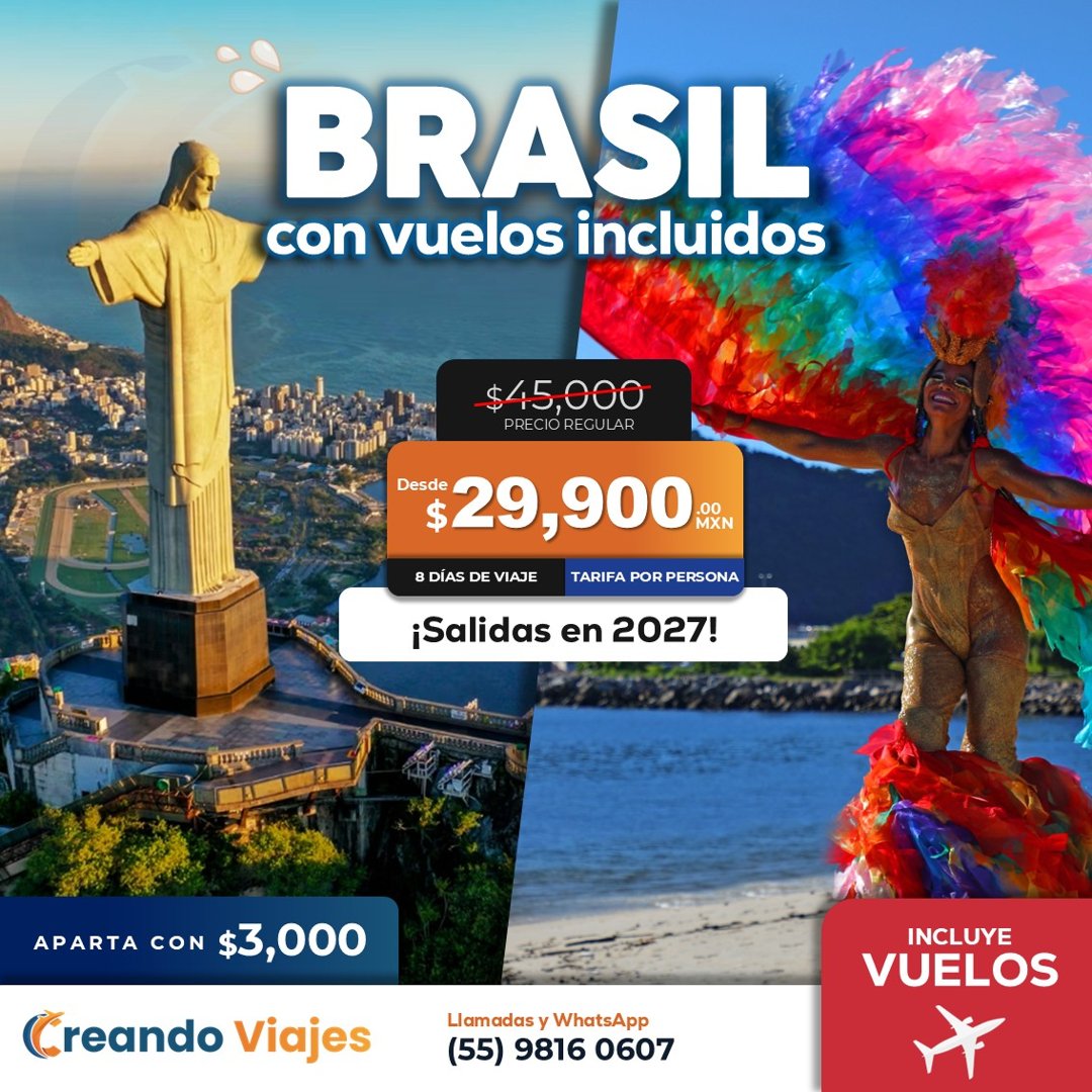 Anuncio de Creando Viajes: Viaje a Brasil con vuelos incluidos