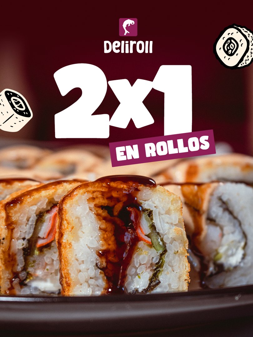 Anuncio de Deliroll Villahermosa: rollos de sushi
