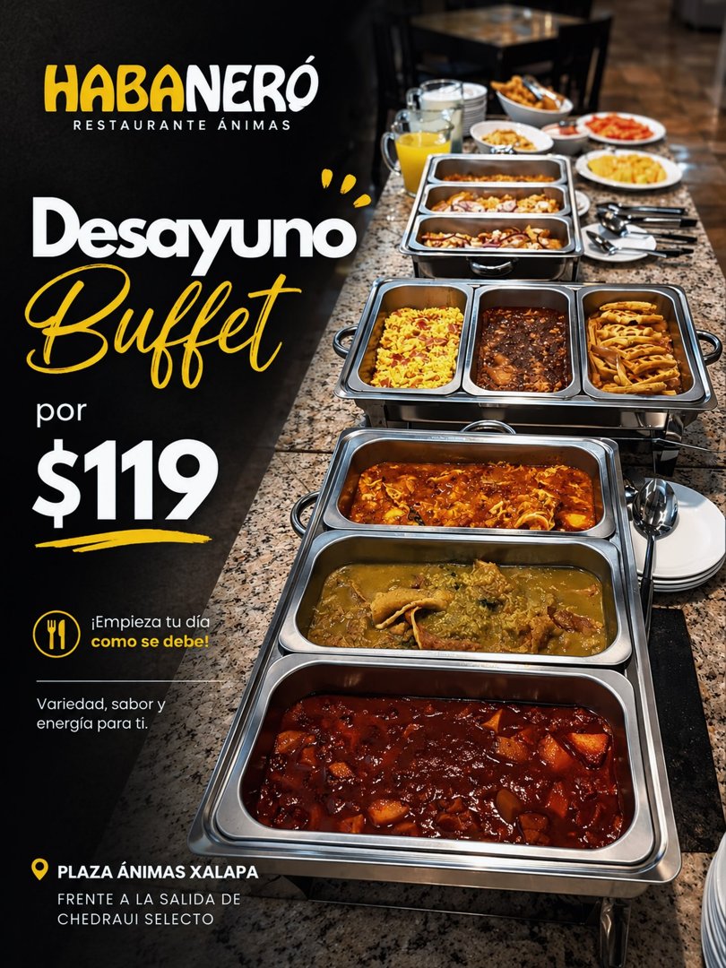 Anuncio de Restaurante Habanero Xalapa: Desayuno Buffet
