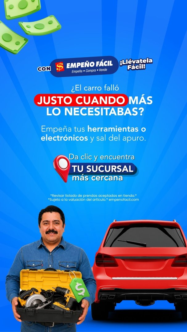 Anuncio de Empeño Fácil México: empeñar herramientas o electrónicos