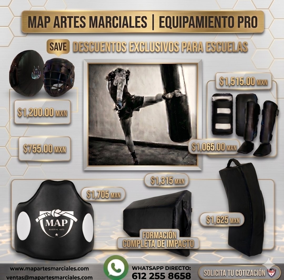 Anuncio de MAP ARTES Marciales México: equipamiento para artes marciales