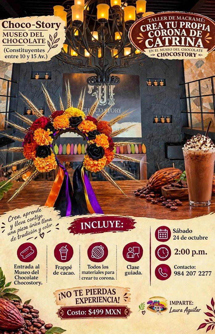 Anuncio de Invitarte Playa: Taller de macramé para crear corona de Catrina
