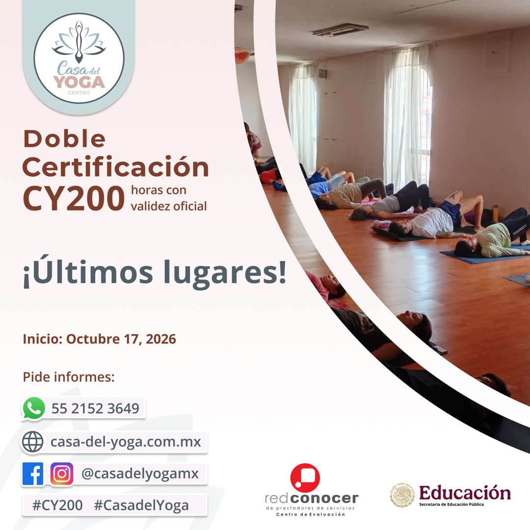 Anuncio de Casa del Yoga: certificación de yoga CY200 horas