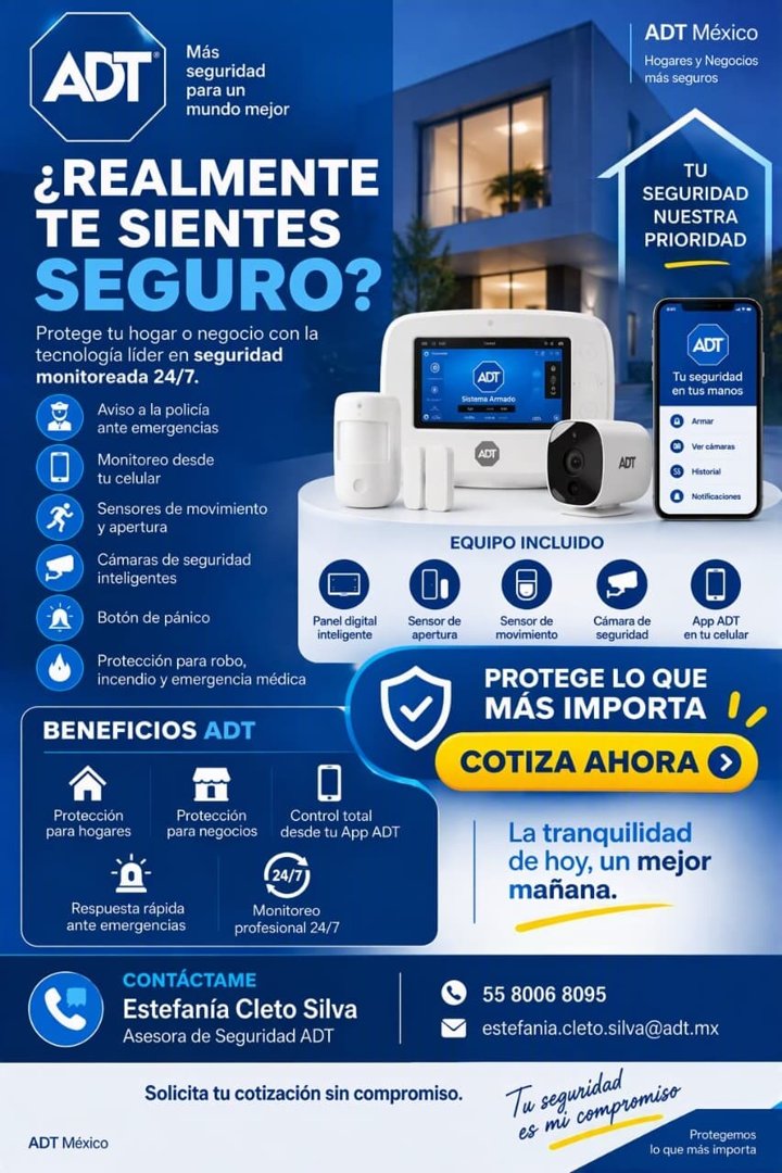 Anuncio de ADT Asesor de Seguridad Estefania Cleto Silva