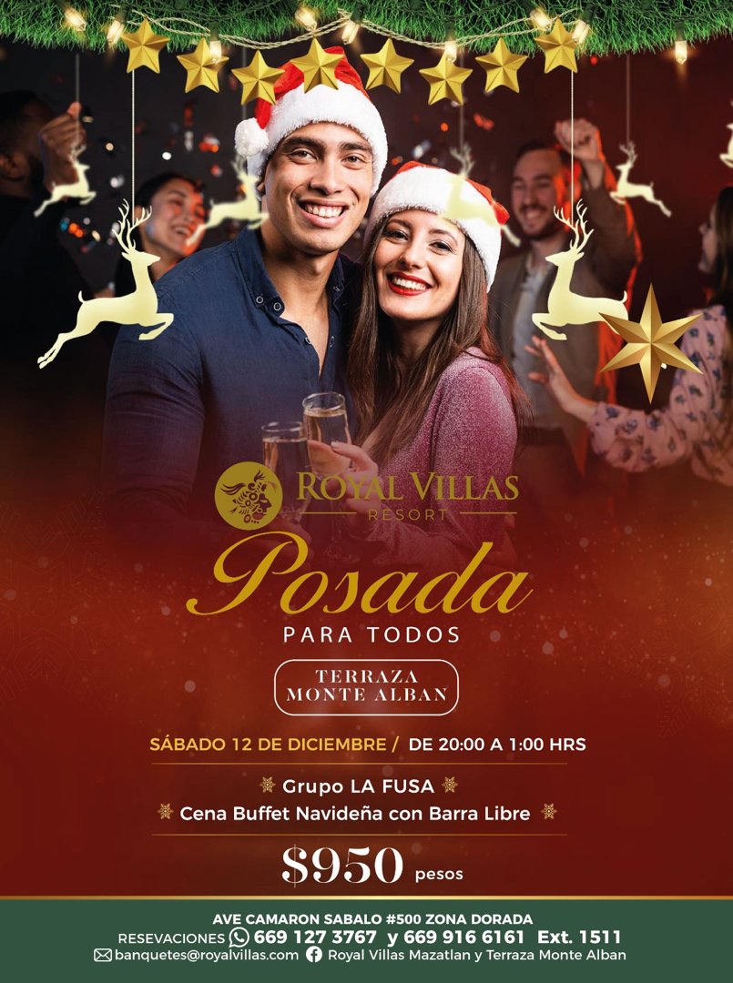 Anuncio de Eventos Royal Villas: Posada navideña
