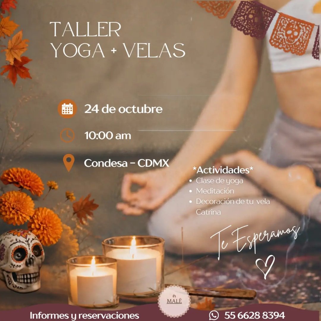 Anuncio de male_pharmaka: Taller de yoga con velas temática día de muertos