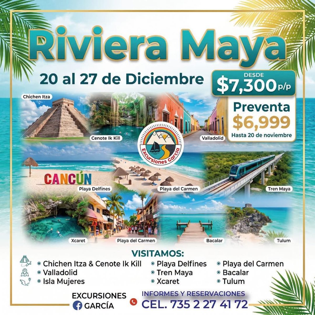 Anuncio de Excursiones Garcia: Excursión a la Riviera Maya
