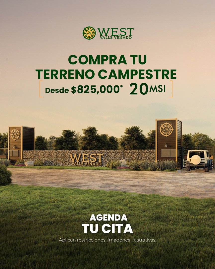 Anuncio de West Valle Venado: Terreno campestre