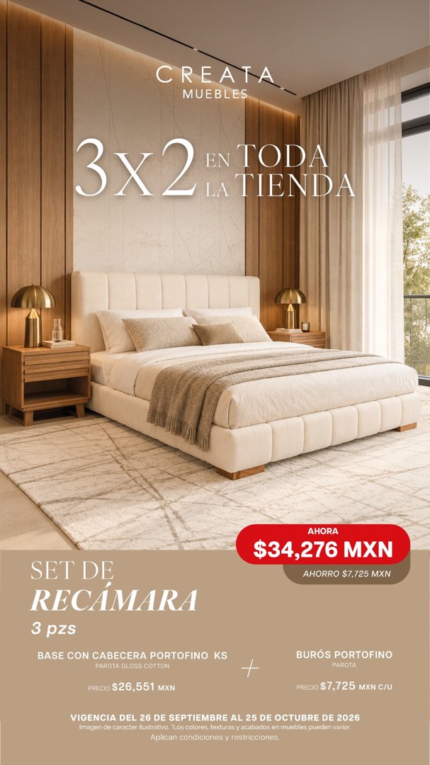 Anuncio de Creata Muebles: Set de recámara 3 piezas
