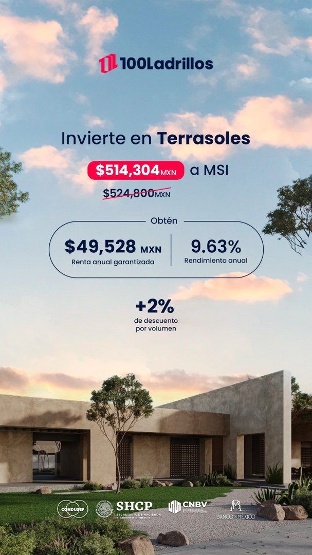Anuncio de 100 Ladrillos: Inversión en Terrasoles