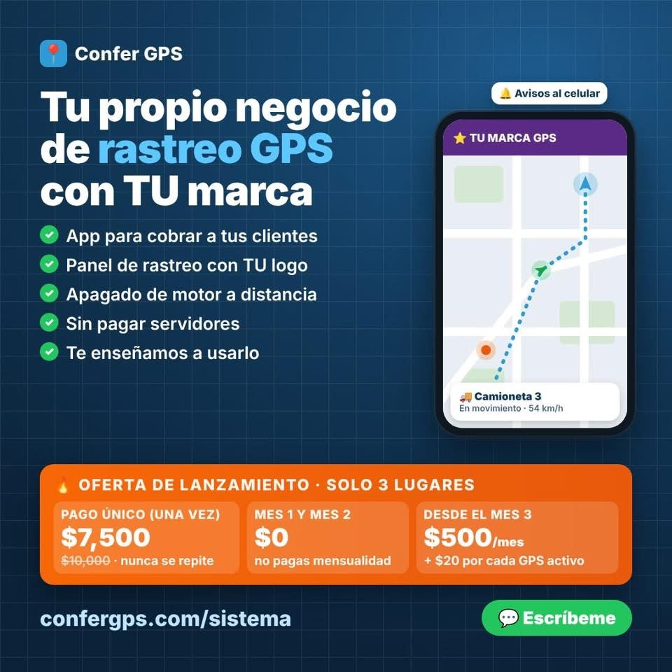 Anuncio de Confer GPS: Rastreo GPS con marca propia