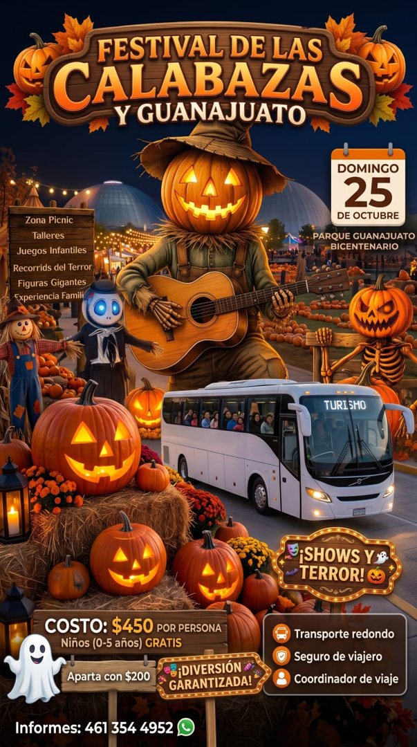 Anuncio de Claudia Mercado / Viajando por México Tours: Viaje turístico a Festival de la Calabaza y Guanajuato