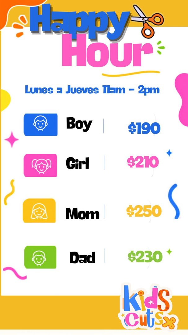 Anuncio de Kids Cuts Puebla: corte de cabello para niños y adultos