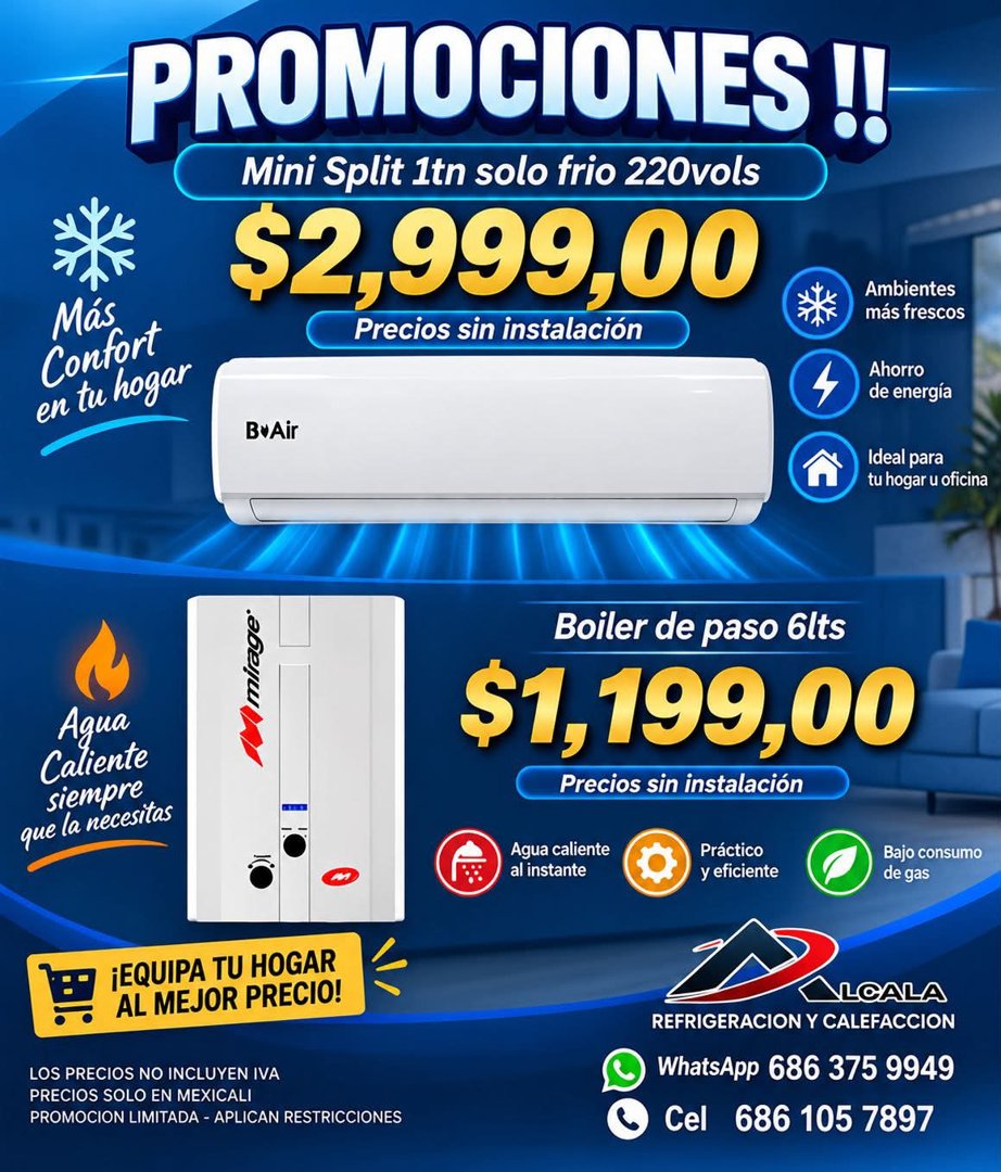 Anuncio de Alcala Refrigeracion: Mini Split y Boiler