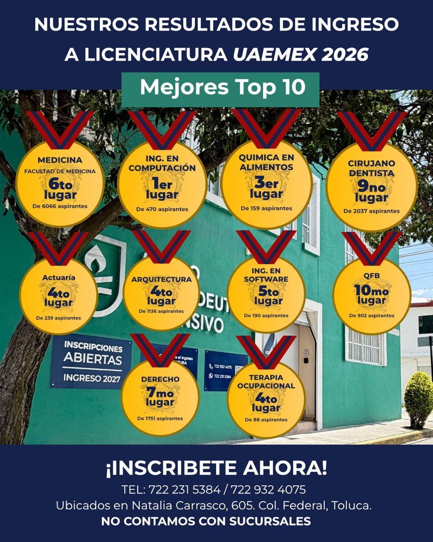Anuncio de Curso Propedéutico Intensivo Toluca: Curso Propedéutico Intensivo