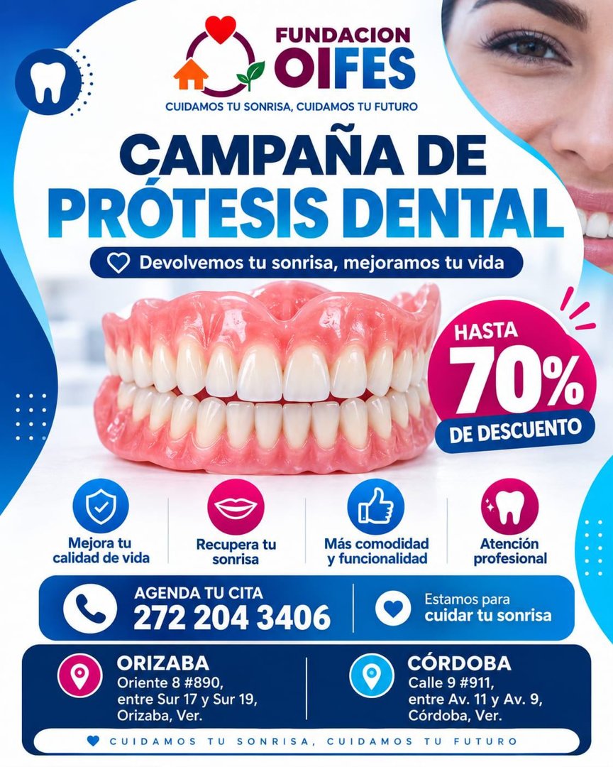 Anuncio de Oifes Organización Internacional para el Fomento Económico y Social: prótesis dental