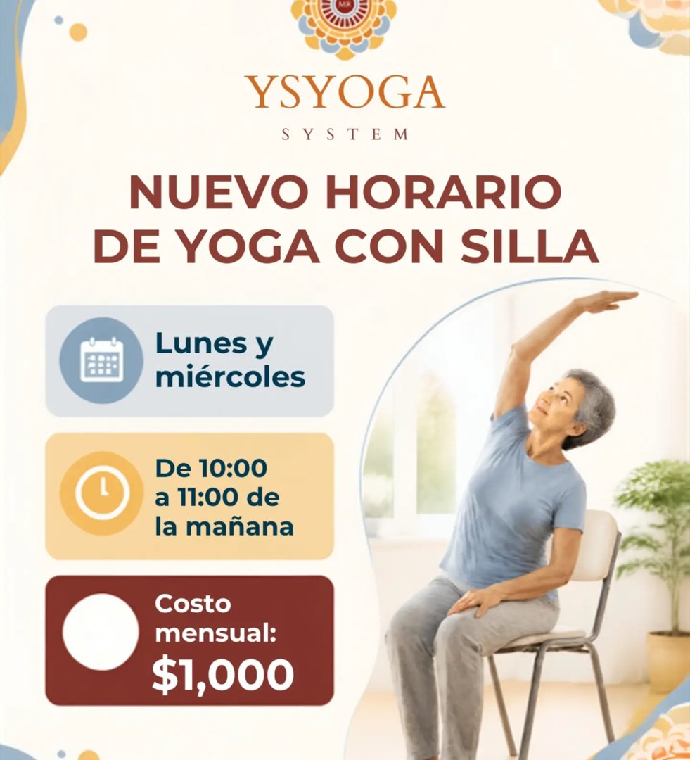 Anuncio de Comunidad YSYoga System MR: clase de yoga con silla