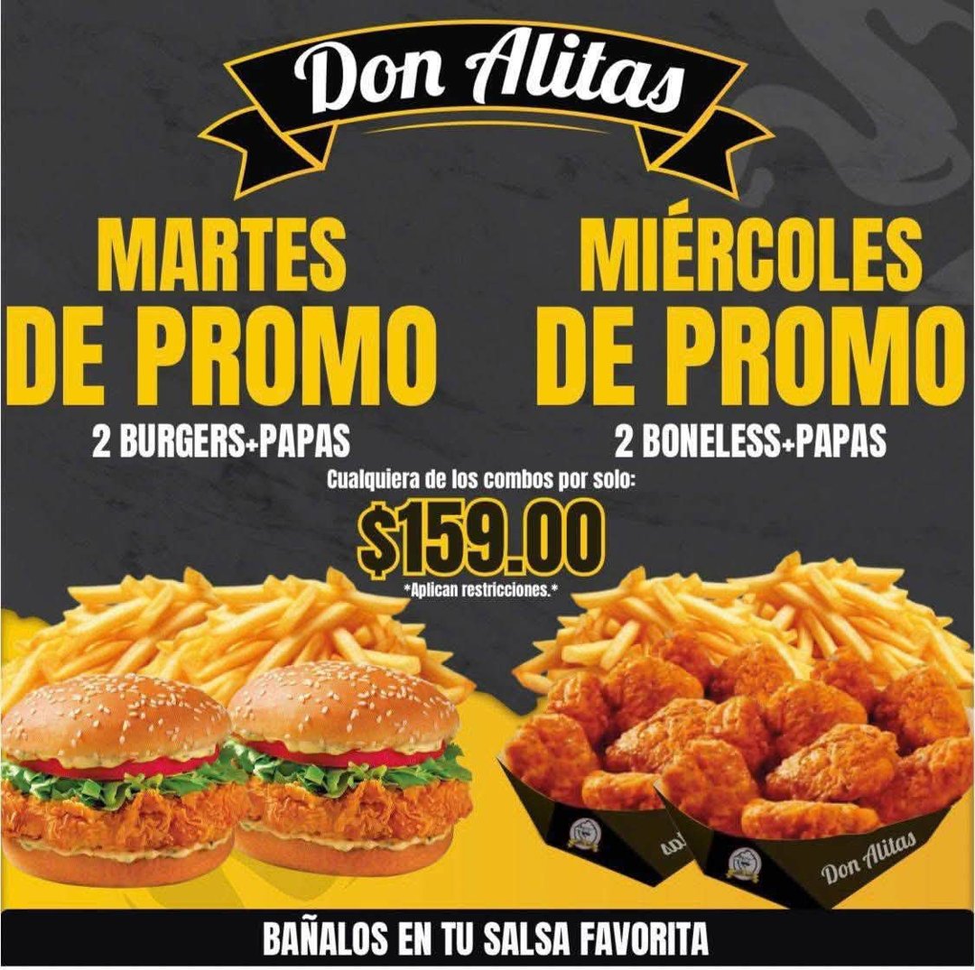 Anuncio de Don Alitas: combos de comida