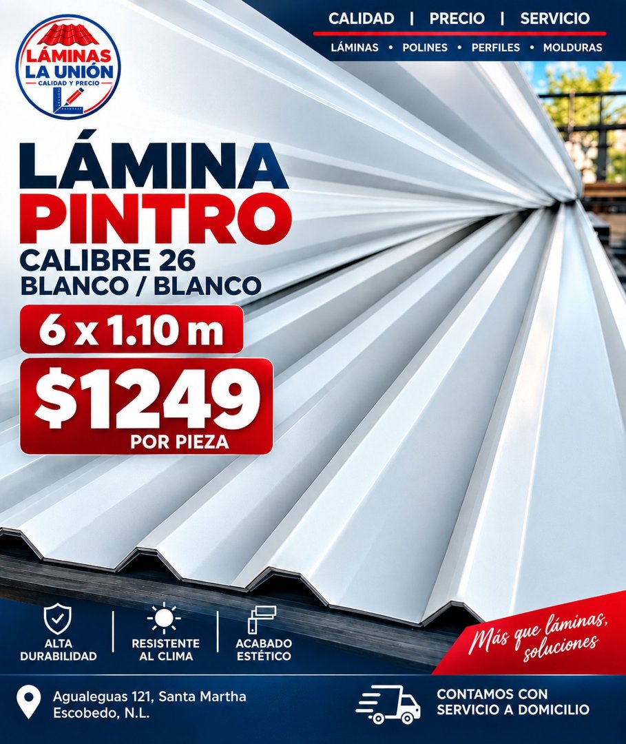Anuncio de Laminas La union: Lámina pintro calibre 26 blanco
