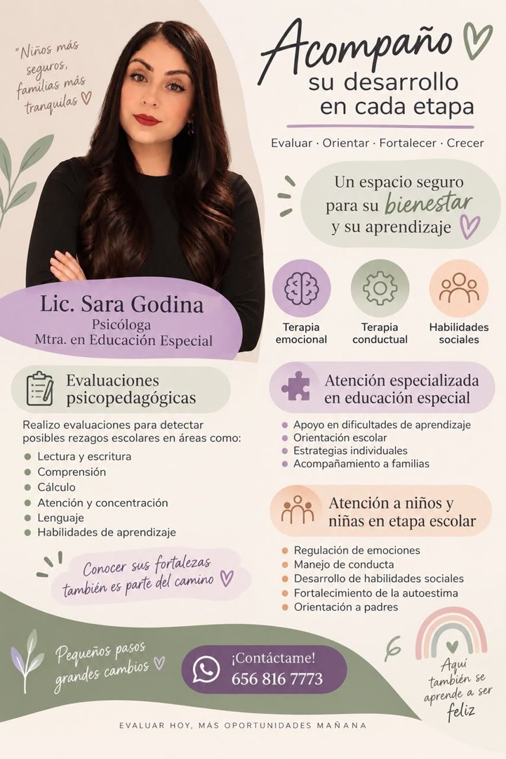 Anuncio de Psic. Sara: Evaluaciones psicopedagógicas y terapias para niños